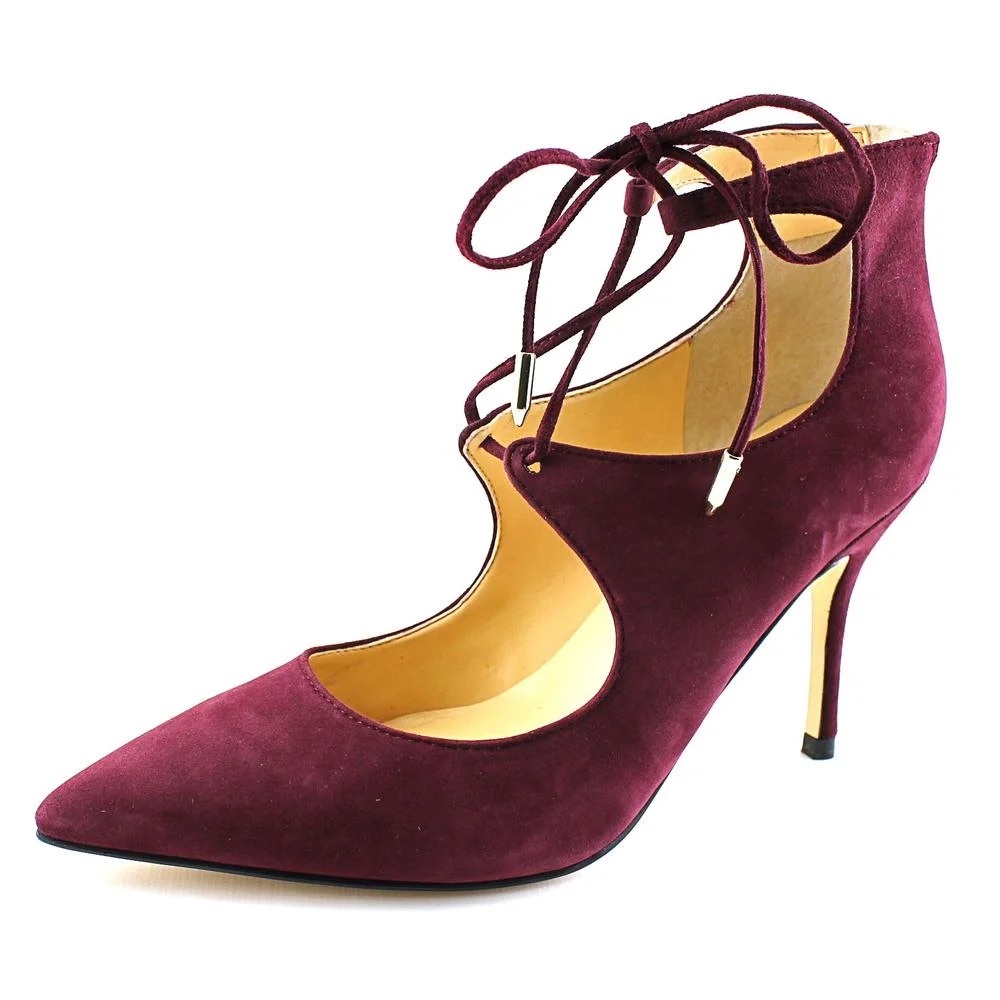 Ivanka Trump Deenal Women Pointed Toe Suede Burgundy Heels. Sz 8.5